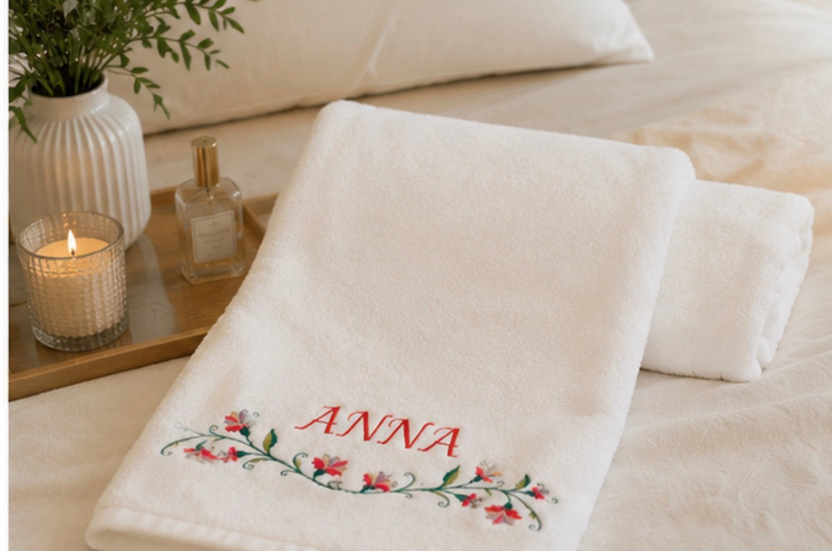 Personalised Embroidered white XL Bath Sheet