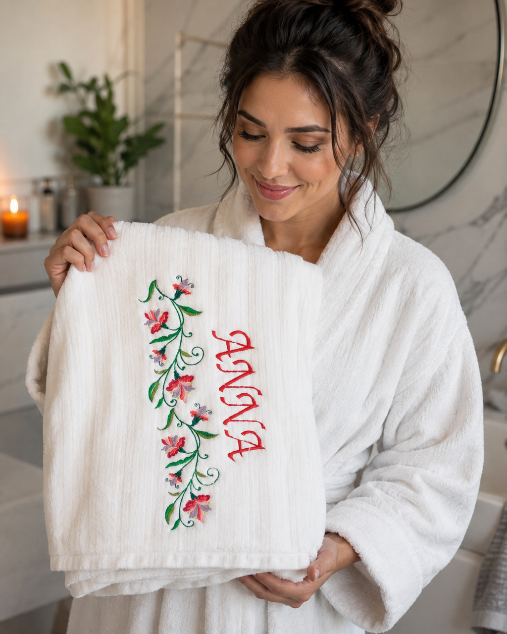 Personalised Embroidered white XL Bath Sheet